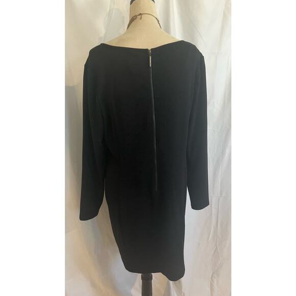 Kensie Black Long-Sleeve Colorblocked Dot Print Dress Size XL - Picture 5 of 9